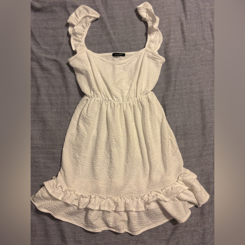 Caution To The Wind Elegant White Ruffle Mini Dress